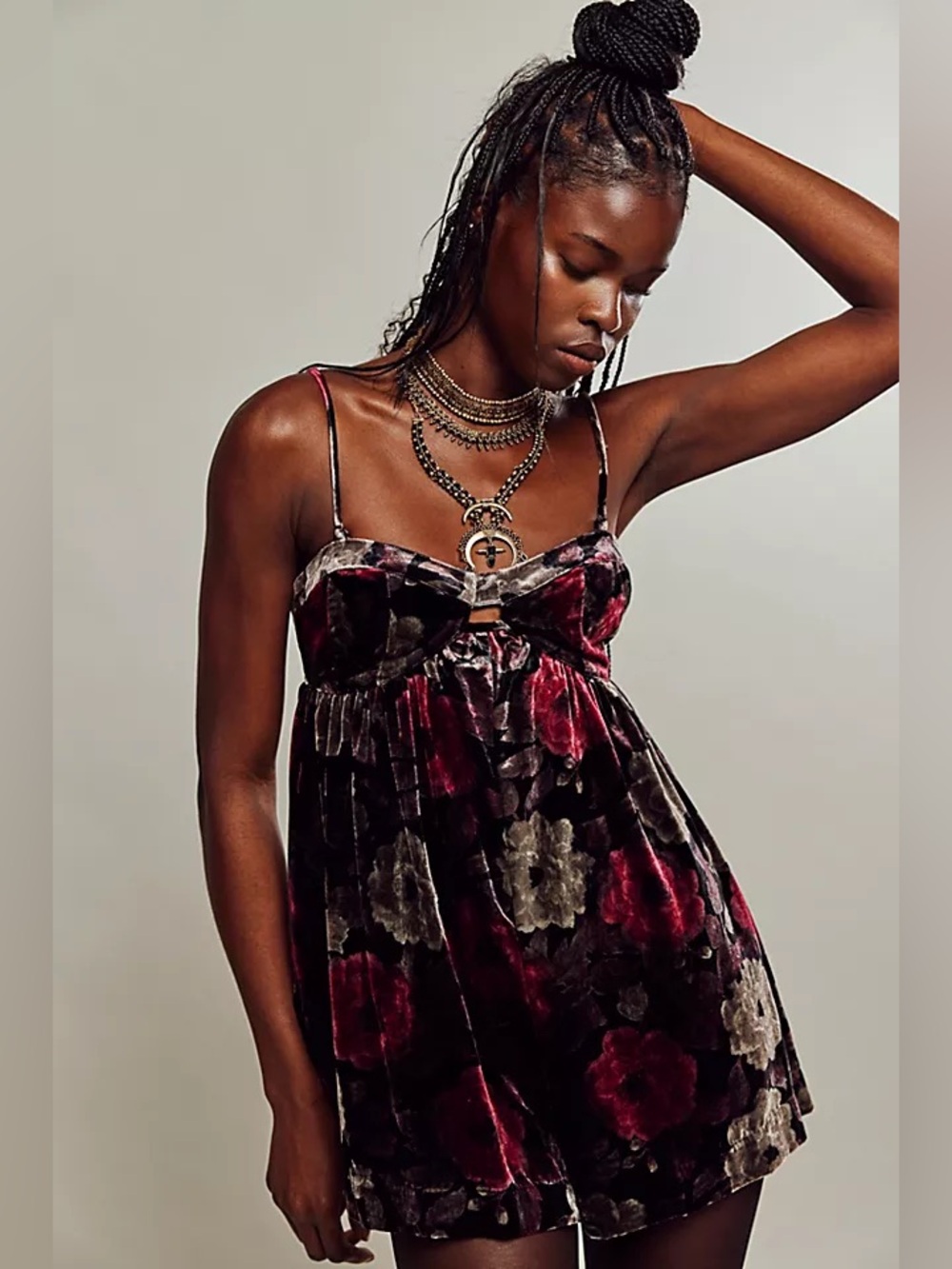 NWOT Free People Luna Velvet Playsuit